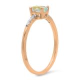0.50 Carat (ctw) 18K Rose Gold Oval Cut Aquamarine & Round Cut White Diamond Ladies Bridal Engagement Promise Ring 1/2 CT