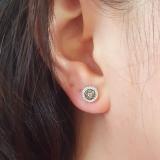 0.30 Carat (ctw) 14K White Gold Round Champagne & White Diamond Ladies Cluster Style Stud Earrings 1/3 CT