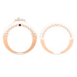 0.90 Carat (ctw) 10K Rose Gold Round Blue Sapphire & White Cubic Zirconia CZ Bridal Engagement Ring Set