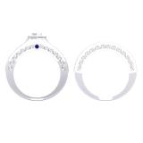 0.90 Carat (ctw) 14K White Gold Round Blue Sapphire & White Cubic Zirconia CZ Bridal Engagement Ring Set