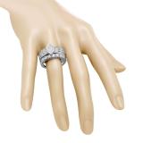 0.90 Carat (ctw) 14K White Gold Round Blue Sapphire & White Cubic Zirconia CZ Bridal Engagement Ring Set