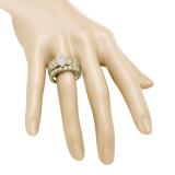0.90 Carat (ctw) 14K Yellow Gold Round Blue Sapphire & White Cubic Zirconia CZ Bridal Engagement Ring Set