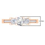 1.10 Carat (ctw) 10K Rose Gold Princess & Round White Diamond Ladies Bridal 3 Stone Engagement Ring 1 CT