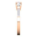 1.10 Carat (ctw) 10K Rose Gold Princess & Round White Diamond Ladies Bridal 3 Stone Engagement Ring 1 CT
