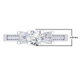1.10 Carat (ctw) 10K White Gold Princess & Round White Diamond Ladies Bridal 3 Stone Engagement Ring 1 CT