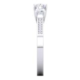 1.10 Carat (ctw) 10K White Gold Princess & Round White Diamond Ladies Bridal 3 Stone Engagement Ring 1 CT