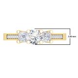 1.10 Carat (ctw) 10K Yellow Gold Princess & Round White Diamond Ladies Bridal 3 Stone Engagement Ring 1 CT