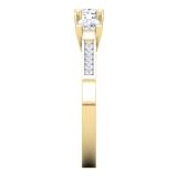 1.10 Carat (ctw) 10K Yellow Gold Princess & Round White Diamond Ladies Bridal 3 Stone Engagement Ring 1 CT