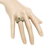 1.45 Carat (ctw) 10K Yellow Gold Round Cut Black Diamond Ladies Bridal Vintage Style Engagement Ring With Matching Band Set 1 1/2 CT