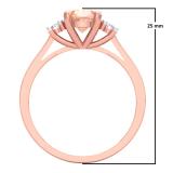 1.00 Carat (ctw) 14K Rose Gold Round Cut Morganite White Sapphire & White Diamond Ladies Bridal 3 Stone Engagement Ring 1 CT