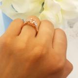 1.00 Carat (ctw) 14K Rose Gold Round Cut Morganite White Sapphire & White Diamond Ladies Bridal 3 Stone Engagement Ring 1 CT