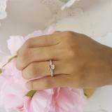 0.75 Carat (ctw) 10K Rose Gold Oval Cut Morganite & Round Cut White Diamond Ladies Bridal Engagement Promise Ring 3/4 CT