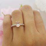 0.75 Carat (ctw) 18K Rose Gold Oval Cut Morganite & Round Cut White Diamond Ladies Bridal Engagement Promise Ring 3/4 CT