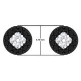 0.35 Carat (ctw) 10K White Gold Real Round Cut Black & White Diamond Ladies Cluster Style Stud Earrings 1/3 CT
