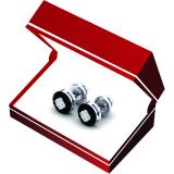 0.35 Carat (ctw) 10K White Gold Real Round Cut Black & White Diamond Ladies Cluster Style Stud Earrings 1/3 CT