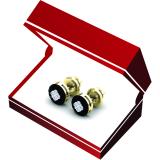 0.35 Carat (ctw) 10K Yellow Gold Real Round Cut Black & White Diamond Ladies Cluster Style Stud Earrings 1/3 CT