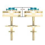 0.45 Carat (ctw) 18K Yellow Gold Blue & White Diamond Ladies Cluster Flower Stud Earrings 1/2 CT