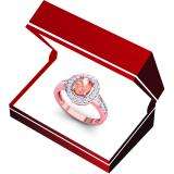 1.20 Carat (ctw) 10K Rose Gold Oval Cut Morganite & Round White Diamond Ladies Halo Bridal Engagement Ring 1 1/4 CT