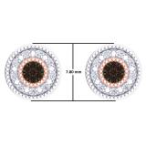 0.10 Carat (ctw) 10K Rose Gold Round Cut Champagne & White Diamond Cluster Stud Earrings