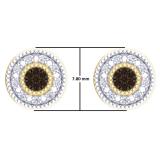 0.10 Carat (ctw) 10K Yellow Gold Round Cut Champagne & White Diamond Cluster Stud Earrings