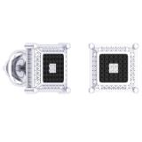 0.15 Carat (ctw) Sterling Silver Round White Diamond Prong Set Square Shaped Stud Earrings