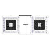 0.15 Carat (ctw) Sterling Silver Round White Diamond Prong Set Square Shaped Stud Earrings