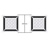 0.15 Carat (ctw) Sterling Silver Round Black & White Diamond Micro Pave V Square Shape Stud Earrings