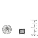 0.15 Carat (ctw) Sterling Silver Round Black & White Diamond Micro Pave V Square Shape Stud Earrings