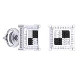 0.15 Carat (ctw) Sterling Silver Round White Diamond Prong Set Square Shaped Stud Earrings