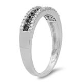 0.25 Carat (ctw) Sterling Silver Round Black & White Diamond Ladies Anniversary Wedding Band Stackable Ring