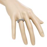 0.25 Carat (ctw) Sterling Silver Round Black & White Diamond Ladies Anniversary Wedding Band Stackable Ring