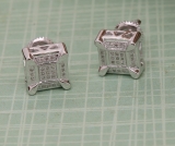 0.15 Carat (ctw) Sterling Silver Round White Diamond Micro Pave Fashion Square Shape Stud Earrings