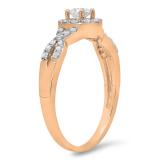 0.50 Carat (ctw) 10K Rose Gold Round Diamond Ladies Engagement Halo Style Swirl Split Shank Bridal Ring 1/2 CT