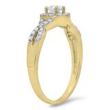0.50 Carat (ctw) 10K Yellow Gold Round Diamond Ladies Engagement Halo Style Swirl Split Shank Bridal Ring 1/2 CT