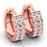0.65 Carat (ctw) 18K Rose Gold Round Cut White Diamond Ladies Huggies Hoop Earrings