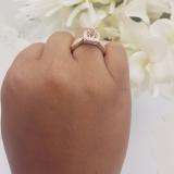 1.50 Carat (ctw) 14K Rose Gold Round Cut Morganite & White Diamond Ladies Bridal Split Shank Halo Engagement Ring With Matching Band Set 1 1/2 CT