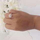 1.50 Carat (ctw) 14K Rose Gold Round Cut Morganite & White Diamond Ladies Bridal Split Shank Halo Engagement Ring With Matching Band Set 1 1/2 CT