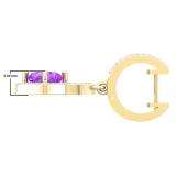 2.85 Carat (ctw) 10K Yellow Gold Cushion Amethyst & Round Diamond Ladies Halo Style Dangling Drop Earrings