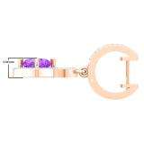 2.85 Carat (ctw) 14K Rose Gold Cushion Amethyst & Round White Diamond Ladies Halo Style Dangling Drop Earrings