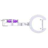 2.85 Carat (ctw) 14K White Gold Cushion Amethyst & Round White Diamond Ladies Halo Style Dangling Drop Earrings