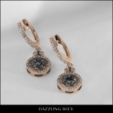 0.80 Carat (ctw) 10K Rose Gold Round Champagne & White Diamond Ladies Halo Style Dangling Drop Earrings 3/4 CT
