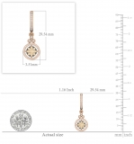 0.80 Carat (ctw) 14K Rose Gold Round Champagne & White Diamond Ladies Halo Style Dangling Drop Earrings 3/4 CT