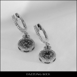 0.80 Carat (ctw) 14K White Gold Round Champagne & White Diamond Ladies Halo Style Dangling Drop Earrings 3/4 CT