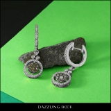 0.80 Carat (ctw) 14K White Gold Round Champagne & White Diamond Ladies Halo Style Dangling Drop Earrings 3/4 CT
