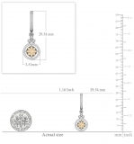 0.80 Carat (ctw) 14K White Gold Round Champagne & White Diamond Ladies Halo Style Dangling Drop Earrings 3/4 CT