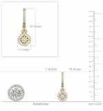 0.80 Carat (ctw) 14K Yellow Gold Round Champagne & White Diamond Ladies Halo Style Dangling Drop Earrings 3/4 CT