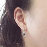 1.30 Carat (ctw) 14K White Gold Pear Cut Blue Sapphire & Round Cut White Diamond Ladies Halo Style Dangling Drop Earrings