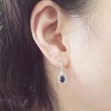 1.30 Carat (ctw) 14K White Gold Pear Cut Blue Sapphire & Round Cut White Diamond Ladies Halo Style Dangling Drop Earrings