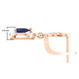 1.30 Carat (ctw) 18K Rose Gold Pear Cut Blue Sapphire & Round Cut White Diamond Ladies Halo Style Dangling Drop Earrings