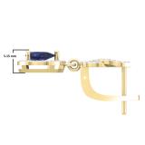1.30 Carat (ctw) 18K Yellow Gold Pear Cut Blue Sapphire & Round Cut White Diamond Ladies Halo Style Dangling Drop Earrings